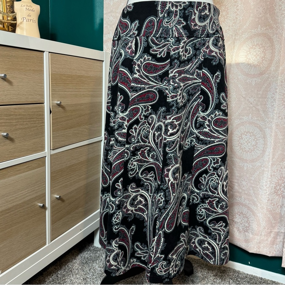 Christopher & Banks NWT Black Red Paisley Midi Maxi Skirt Size 8 Whimsigoth Boho
